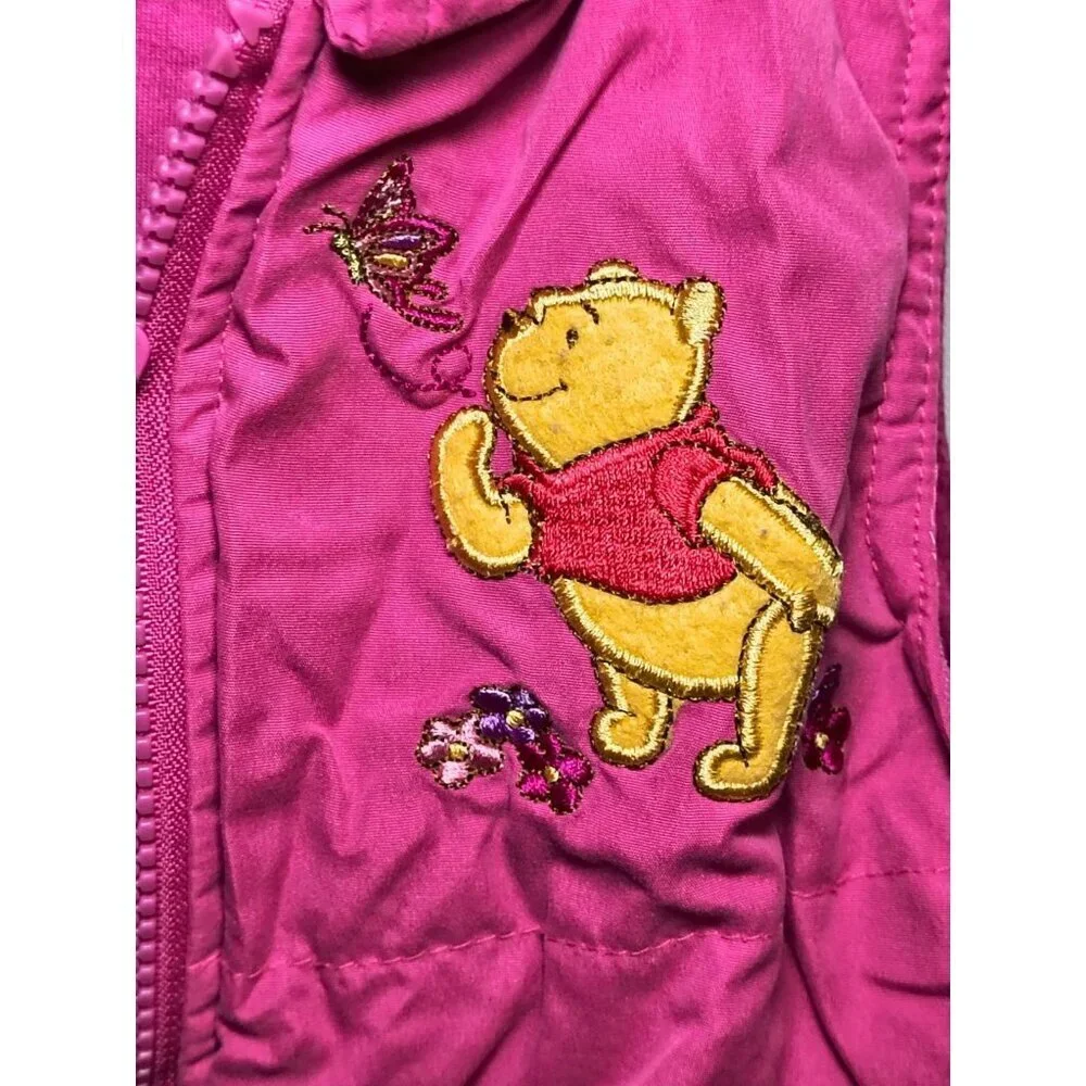 Vintage Pink Winnie The Pooh Vest Girls Size 5 Full Zip Butterflies